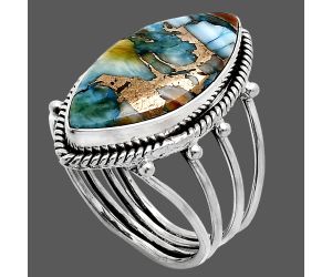 Spiny Oyster Turquoise Ring size-9.5 EXR04518 R-1010, 11x23 mm