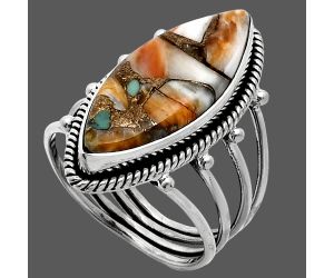 Spiny Oyster Turquoise Ring size-9 EXR04520 R-1010, 10x25 mm