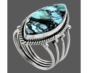 Lucky Charm Tibetan Turquoise Ring size-8 EXR04521 R-1010, 12x24 mm