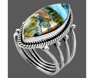 Spiny Oyster Turquoise Ring size-7.5 EXR04522 R-1010, 11x23 mm