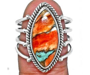 Spiny Oyster Turquoise Ring size-8 EXR04525 R-1010, 9x20 mm