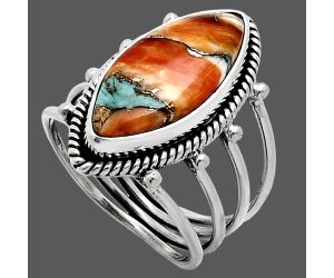 Spiny Oyster Turquoise Ring size-8 EXR04525 R-1010, 9x20 mm