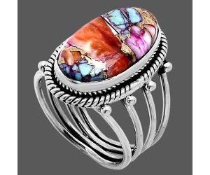 Kingman Orange Dahlia Turquoise Ring size-7 EXR04530 R-1010, 10x18 mm