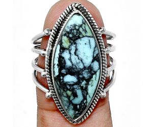 Lucky Charm Tibetan Turquoise Ring size-7.5 EXR04531 R-1010, 11x24 mm