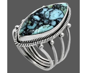 Lucky Charm Tibetan Turquoise Ring size-7.5 EXR04531 R-1010, 11x24 mm