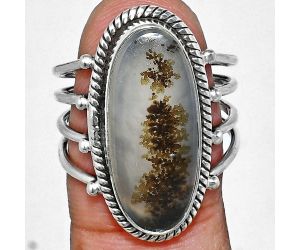 Scenic Dendritic Agate Ring size-8 EXR04532 R-1010, 9x21 mm