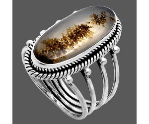 Scenic Dendritic Agate Ring size-8 EXR04532 R-1010, 9x21 mm