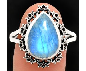 Rainbow Moonstone Ring size-9.5 EXR04580 R-1114, 11x15 mm