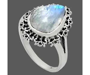 Rainbow Moonstone Ring size-9.5 EXR04580 R-1114, 11x15 mm