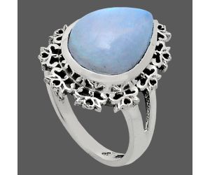 Rainbow Moonstone Ring size-7 EXR04585 R-1114, 11x15 mm