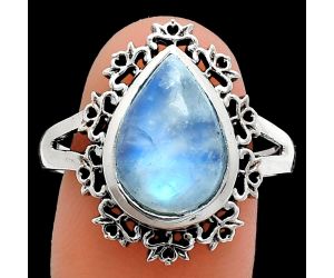 Rainbow Moonstone Ring size-9.5 EXR04588 R-1114, 11x15 mm