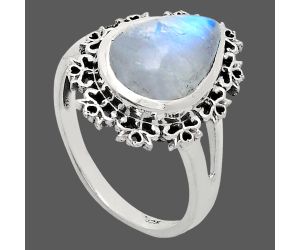 Rainbow Moonstone Ring size-9.5 EXR04588 R-1114, 11x15 mm