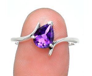 African Amethyst Ring size-9 EXR04594 R-1731, 6x8 mm