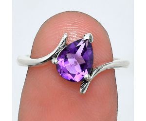 African Amethyst Ring size-6 EXR04596 R-1731, 6x8 mm