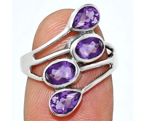 Amethyst Ring size-6.5 EXR04772 R-1053, 6x4 mm