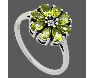 Peridot and Moissanite Ring size-9 EXR04839 R-1031, 3x5 mm