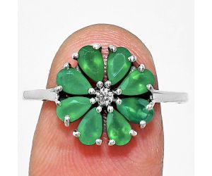 Green Onyx and Moissanite Ring size-7 EXR04872 R-1031, 3x5 mm