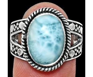 Larimar (Dominican Republic) Ring size-8 EXR04914 R-1732, 10x14 mm