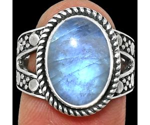 Rainbow Moonstone Ring size-7 EXR04915 R-1732, 10x14 mm