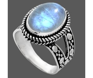 Rainbow Moonstone Ring size-7 EXR04915 R-1732, 10x14 mm