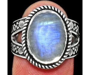 Rainbow Moonstone Ring size-7 EXR04916 R-1732, 10x14 mm