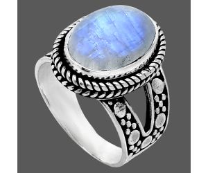 Rainbow Moonstone Ring size-7 EXR04916 R-1732, 10x14 mm