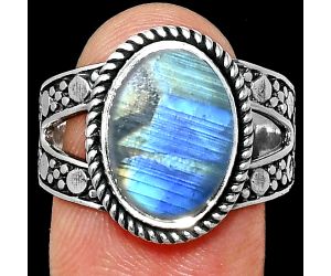 Rainbow Moonstone Ring size-9 EXR04917 R-1732, 10x14 mm