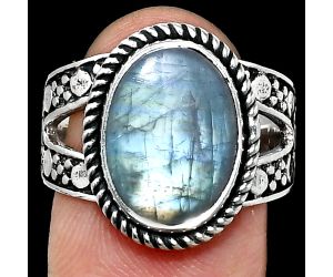 Rainbow Moonstone Ring size-8 EXR04918 R-1732, 10x14 mm