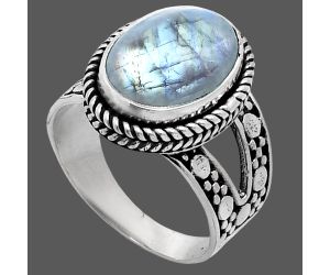 Rainbow Moonstone Ring size-8 EXR04918 R-1732, 10x14 mm