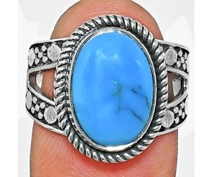 Natural Turquoise Morenci Mine Ring size-7 EXR04920 R-1732, 10x14 mm