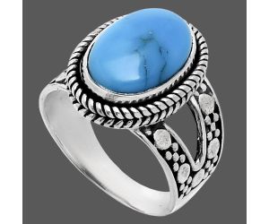 Natural Turquoise Morenci Mine Ring size-7 EXR04920 R-1732, 10x14 mm