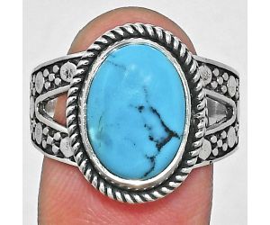 Natural Turquoise Morenci Mine Ring size-10 EXR04922 R-1732, 10x14 mm