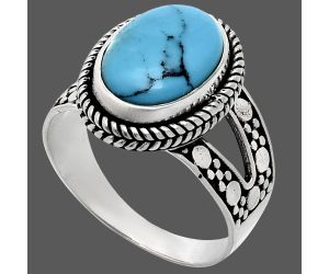 Natural Turquoise Morenci Mine Ring size-10 EXR04922 R-1732, 10x14 mm