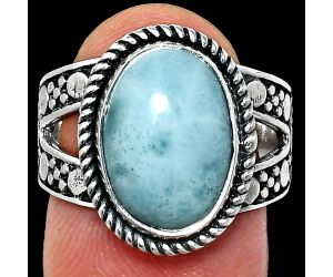 Larimar (Dominican Republic) Ring size-8 EXR04940 R-1732, 10x14 mm