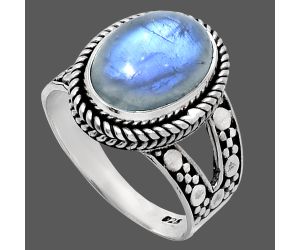 Rainbow Moonstone Ring size-9 EXR04945 R-1732, 10x14 mm