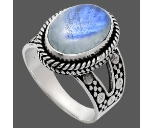 Rainbow Moonstone Ring size-8 EXR04946 R-1732, 10x14 mm