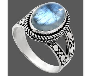 Rainbow Moonstone Ring size-9.5 EXR04947 R-1732, 10x14 mm