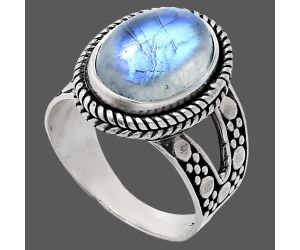 Rainbow Moonstone Ring size-7 EXR04949 R-1732, 10x14 mm