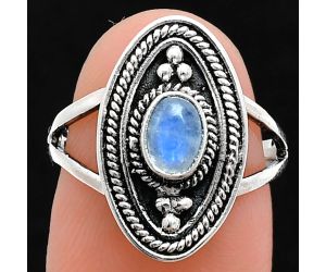 Rainbow Moonstone Ring size-7 EXR04964 R-1258, 6x4 mm