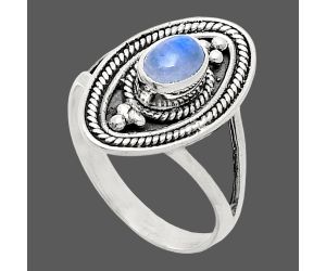 Rainbow Moonstone Ring size-7 EXR04964 R-1258, 6x4 mm