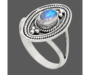 Rainbow Moonstone Ring size-7 EXR04967 R-1258, 6x4 mm