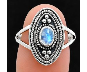 Rainbow Moonstone Ring size-8 EXR04968 R-1258, 6x4 mm