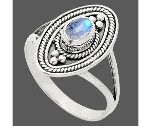 Rainbow Moonstone Ring size-8 EXR04968 R-1258, 6x4 mm