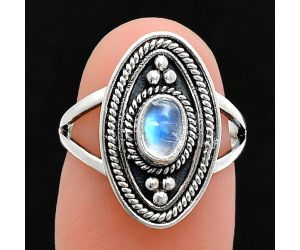 Rainbow Moonstone Ring size-6 EXR04969 R-1258, 6x4 mm