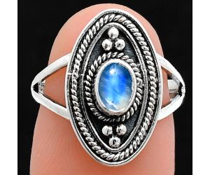 Rainbow Moonstone Ring size-7 EXR04970 R-1258, 6x4 mm