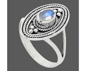 Rainbow Moonstone Ring size-7 EXR04970 R-1258, 6x4 mm