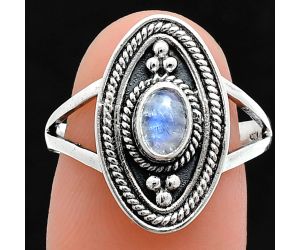 Rainbow Moonstone Ring size-8 EXR04971 R-1258, 6x4 mm