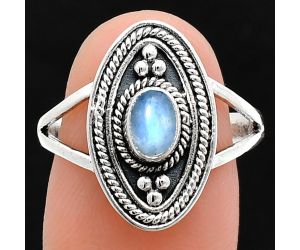 Rainbow Moonstone Ring size-8.5 EXR04972 R-1258, 6x4 mm