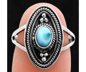 Larimar (Dominican Republic) Ring size-7 EXR04993 R-1258, 6x4 mm