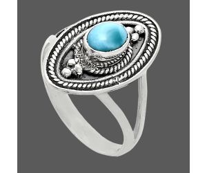 Larimar (Dominican Republic) Ring size-7 EXR04993 R-1258, 6x4 mm